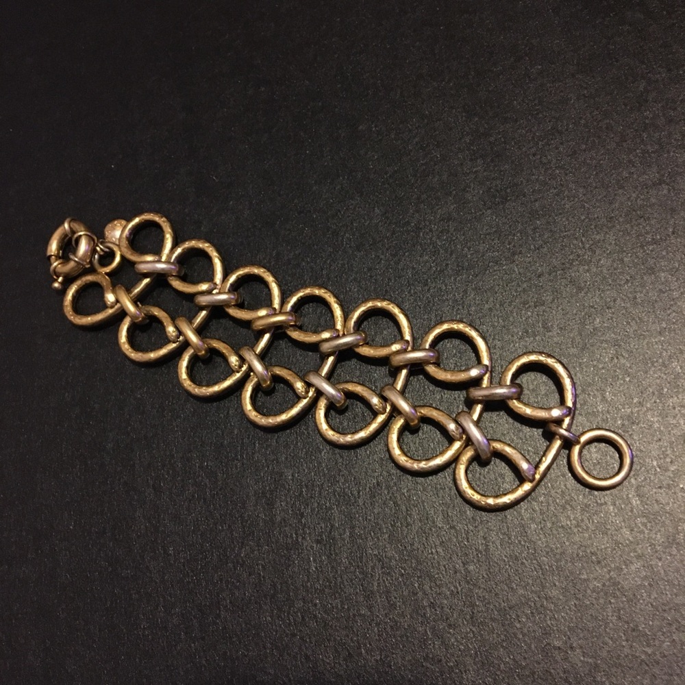 J Crew 7” Brushed Gold Lattice Bracelet - Picture 1 of 3
